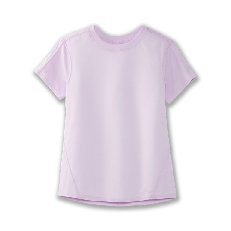 Brooks DISTANCE Short Sleeve Running Shirt Womens Sale - Heather Orchid Haze/Pink (DFQ724635)